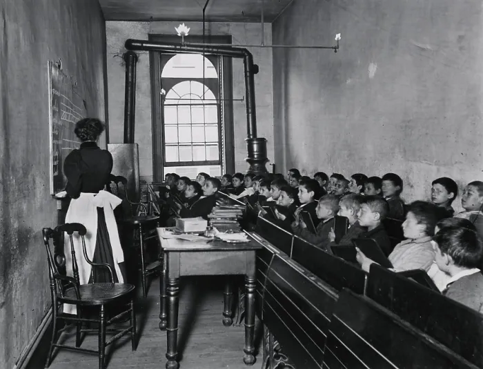 Framed Print : A class in the condemned Essex Market School on NYCs East Side with gas lighting. New Yorks exploding immigrant population caused crowding the public schools Framed Print : A class in the condemned Essex Market School on NYCs East Side with gas lighting. New Yorks exploding immigrant population caused crowding the public schools
