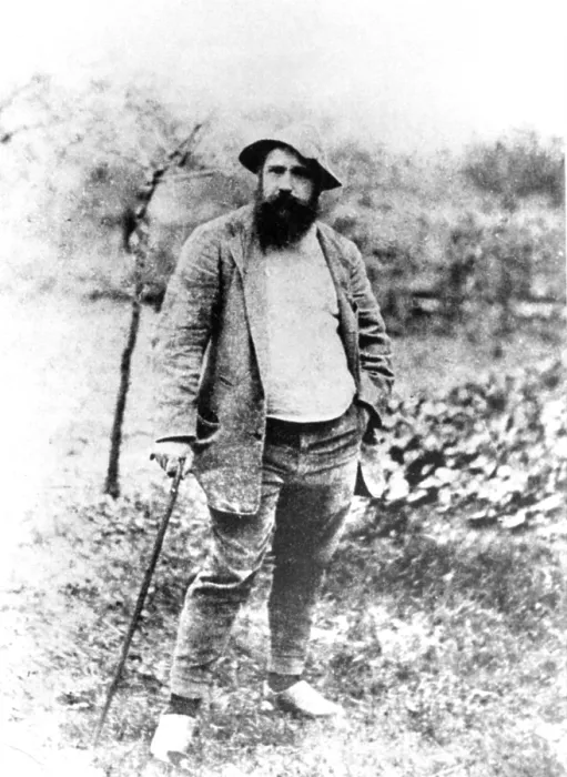 Framed Print : Claude Monet, at age 49, in his garden at Giverny, France 1890. Photo by Theodore Robinson. (CSU_2015_11_1547) Framed Print : Claude Monet, at age 49, in his garden at Giverny, France 1890. Photo by Theodore Robinson. (CSU_2015_11_1547)