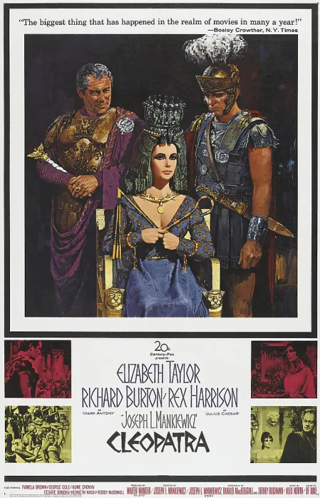 Framed Print : CLEOPATRA, top l-r: Rex Harrison, Elizabeth Taylor, Richard Burton on poster art, 1963, TM and Copyright 20th Century Fox Film Corp