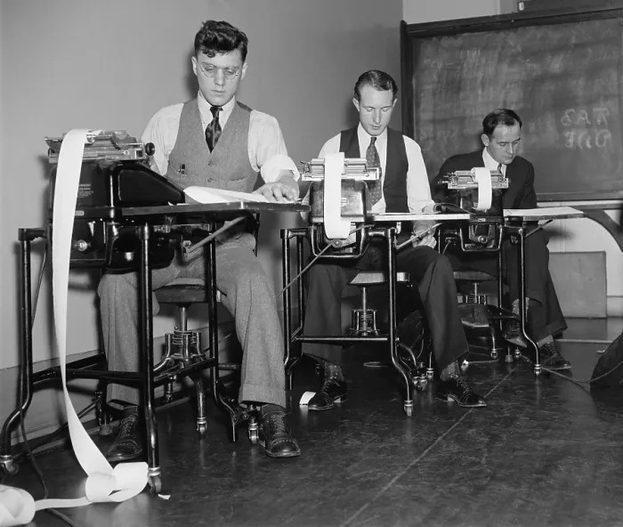 Framed Print : Clerks at the Farm Credit Administration working on Civilian Resource Conservation CCC Program reports. 1937