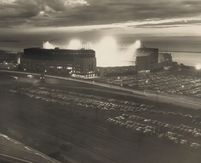Framed Print : Cleveland Municipal Stadium during Cleveland Indians vs. Detroit Tigers night baseball game, June 30, 1950 (BSLOC_2018_4_121) Framed Print : Cleveland Municipal Stadium during Cleveland Indians vs. Detroit Tigers night baseball game, June 30, 1950 (BSLOC_2018_4_121)
