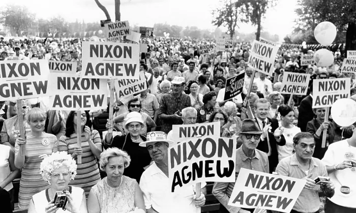Framed Print : Cleveland supporters of the Nixon-Agnew ticket at a rally in Cleveland. Sept. 8, 1968. (CSU_ALPHA_351) CSU Archives / Everett Collection