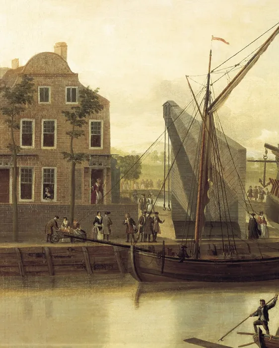 Framed Print : CLEVELEY, John 'the Elder' (1712-1777). The St Albans Floated out at Deptford, 1747. Detail at the left side. Oil on canvas. UNITED KINGDOM. ENGLAND. Greenwich