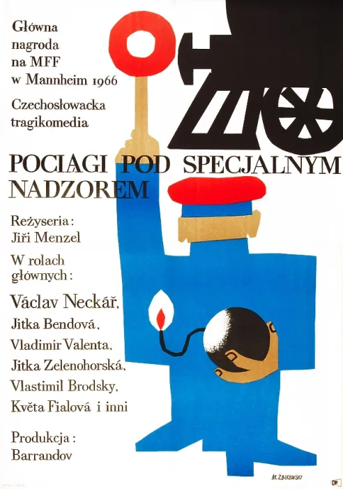 Framed Print : CLOSELY WATCHED TRAINS, Polish poster art, 1966
