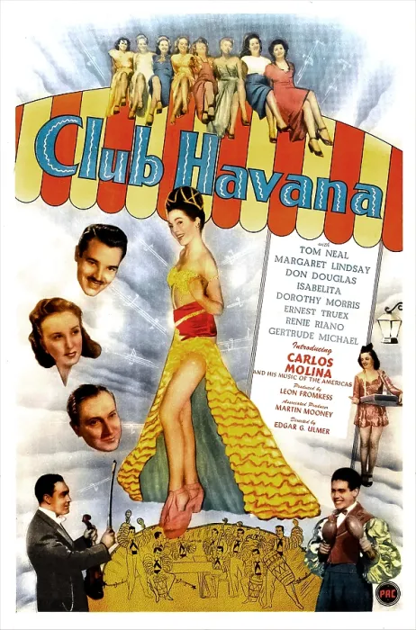 Framed Print : CLUB HAVANA, US poster, middle left from top: Tom Neal, Margaret Lindsay, Don Douglas, center: Lita Baron, 1945