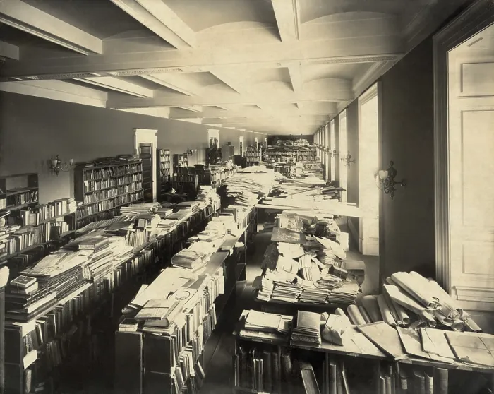 Framed Print : Clutter of books submitted for copyright registration at the in the Copyright Office in the Library of Congress Jefferson building. Ca. 1920 Framed Print : Clutter of books submitted for copyright registration at the in the Copyright Office in the Library of Congress Jefferson building. Ca. 1920