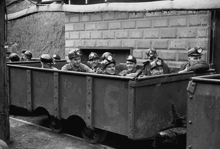 Framed Print : Coal miners ready to descend into the mine in Maidsville, West Virginia. The National Industrial Recovery Act, helped the West Virginia coal industry unionize in the early 1930s