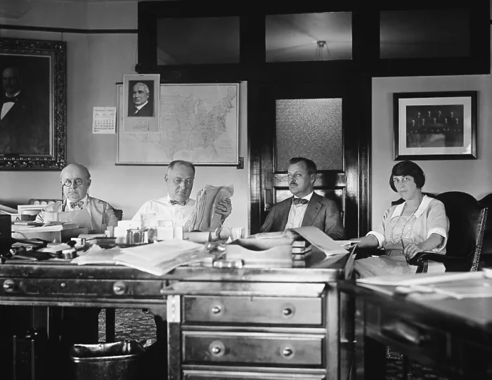 Framed Print : Coal strike brings hundreds of telegrams to Attorney Gen. Harry Daugherty's (2nd from left) office. 1922 Framed Print : Coal strike brings hundreds of telegrams to Attorney Gen. Harry Daugherty's (2nd from left) office. 1922