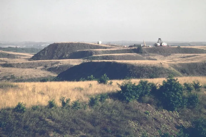 Framed Print : Coal strip mined land in Athens County Ohio. July 1974