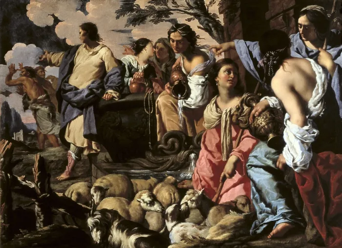 Framed Print : COCCAPANI, Sigismondo (1583-1643); COCCAPANI, Sigismondo (1583-1643). Moses and the daughters of Jethro. 17th c.; Moses and the daughters of Jethro. 17th c. Baroque art