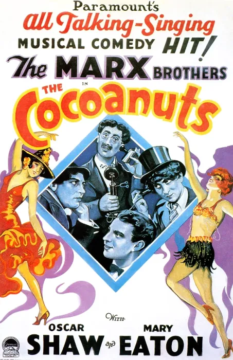 Framed Print : THE COCOANUTS, (clockwise center): Chico Marx, Groucho Marx, Harpo Marx, Zeppo Marx, 1929, poster art