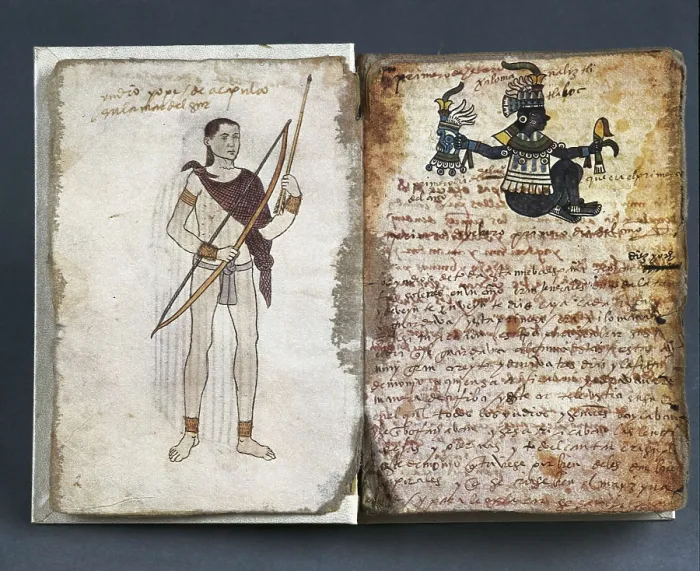 Framed Print : Codex Tudela. 1553-. Codex with pictures drawn by a Tlacuilo Indian and writen by a Christian missionar. Aztec art. SPAIN. Madrid. America's Museum