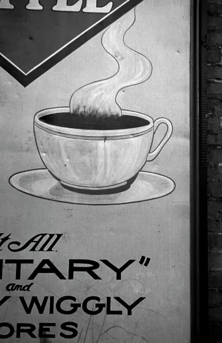 Framed Print : Coffee, advertisement for coffee, Washington DC, photograph by John Vachon, circa 1935