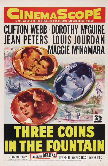 Framed Print : THREE COINS IN THE FOUNTAIN, top left: Clifton Webb, Dorothy McGuire, right: Maggie McNamara, Louis Jourdan, bottom: Jean Peters, Rossano Brazzi, 1954 Framed Print : THREE COINS IN THE FOUNTAIN, top left: Clifton Webb, Dorothy McGuire, right: Maggie McNamara, Louis Jourdan, bottom: Jean Peters, Rossano Brazzi, 1954