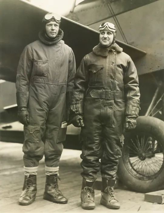Framed Print : Col. Charles A. Lindbergh (left) and Harry F. Guggenheim in flight-suits. Dec. 8, 1928 Framed Print : Col. Charles A. Lindbergh (left) and Harry F. Guggenheim in flight-suits. Dec. 8, 1928