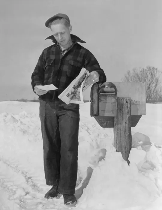 Framed Print : Collecting the rural delivery mail in Exeter, Maine. April 1947. (BSLOC_2014_13_160) Framed Print : Collecting the rural delivery mail in Exeter, Maine. April 1947. (BSLOC_2014_13_160)