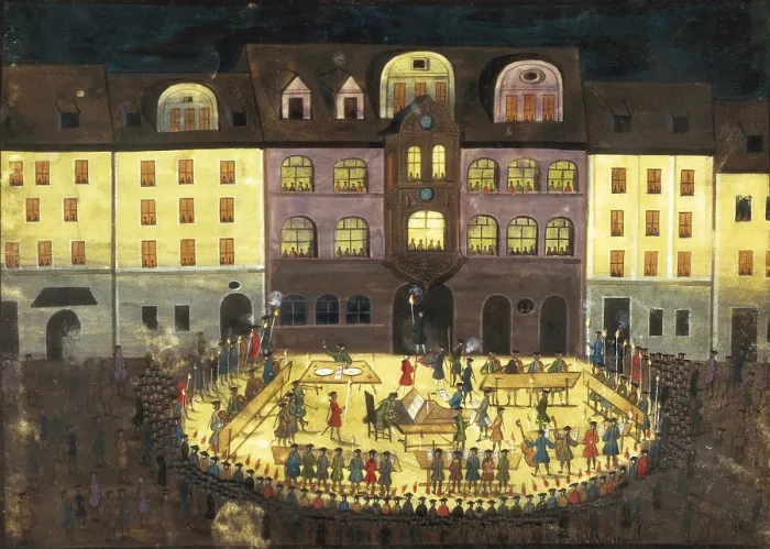 Framed Print : Collegium Musicum of Jena Concert. 1740. German anonymous. Painting. GERMANY. Hamburg. Museum fur Kunst und Gewerbe (Museum of Art and Craftwork)