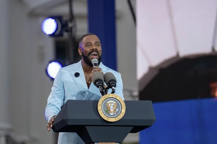 Framed Print : Colman Domingo, actor, writer, and director, speaks at the Juneteenth concert at the White House, June 13, 2023. (BSLOC_2023_8_13)