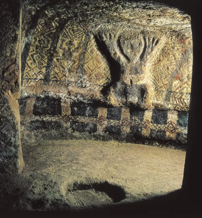 Framed Print : COLOMBIA. Inza. Archaeological park of Tierradentro. Alto de San Andres. Tomb number 1. Hypogeum decorated with geometric and anthropomorphic forms, 6th-10th c Framed Print : COLOMBIA. Inza. Archaeological park of Tierradentro. Alto de San Andres. Tomb number 1. Hypogeum decorated with geometric and anthropomorphic forms, 6th-10th c