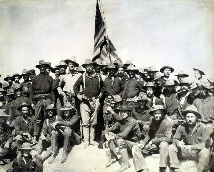 Framed Print : Colonel Roosevelt and his Rough Riders at the top of the hill which they captured, Battle of San Juan Hill during the Spanish American War Framed Print : Colonel Roosevelt and his Rough Riders at the top of the hill which they captured, Battle of San Juan Hill during the Spanish American War