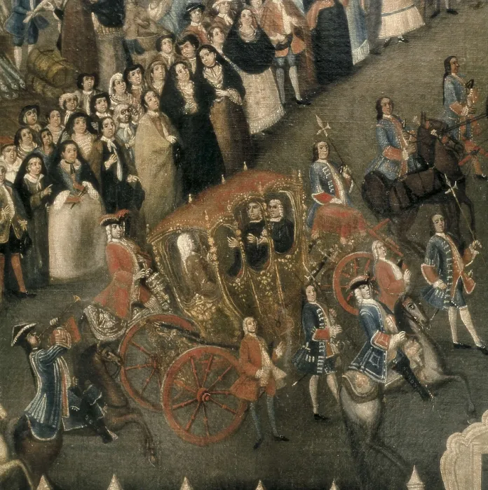 Framed Print : Colonial America (18th c.). Central America. Viceroyalty of Mexico. The viceroys's cortege crossing the Main Square of Mexico City during a market day. Detail. Oil on canvas Framed Print : Colonial America (18th c.). Central America. Viceroyalty of Mexico. The viceroys's cortege crossing the Main Square of Mexico City during a market day. Detail. Oil on canvas