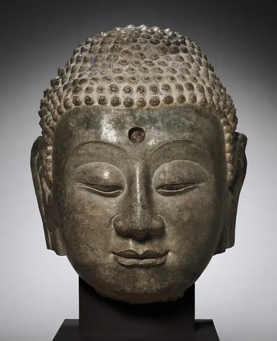 Framed Print : Colossal Head of Buddha, limestone sculpture, c. 570, China, from Hebei province in the northern Xiangtangshan caves during the Northern Qi dynasty, limestone sculpture Framed Print : Colossal Head of Buddha, limestone sculpture, c. 570, China, from Hebei province in the northern Xiangtangshan caves during the Northern Qi dynasty, limestone sculpture