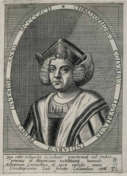 Framed Print : COLUMBUS, ChrIstopher (1451-1506). Engraving. SPAIN. Madrid. National Library. AISA / Everett Collection**US SALES ONLY**