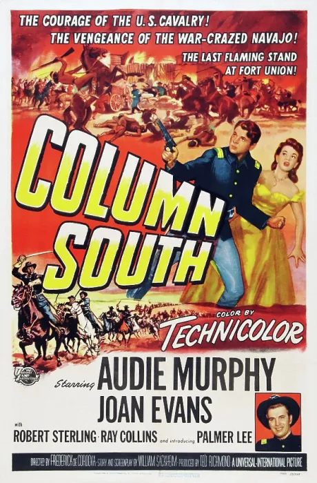 Framed Print : COLUMN SOUTH, US poster, from top left: Audie Murphy, Joan Evans, bottom right: Palmer Lee, 1953