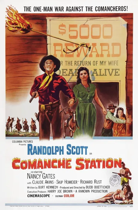 Framed Print : COMANCHE STATION, clockwise from top left: Randolph Scott, Nancy Gates, Claude Akins, Nancy Gates, Joe Molina, Nancy Gates, 1960 Framed Print : COMANCHE STATION, clockwise from top left: Randolph Scott, Nancy Gates, Claude Akins, Nancy Gates, Joe Molina, Nancy Gates, 1960