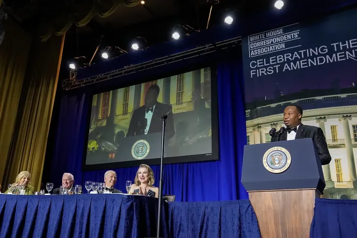 Framed Print : Comedian Roy Wood Jr. hosts the 2023 White House Correspondents Association dinner, April 29, 2023 Framed Print : Comedian Roy Wood Jr. hosts the 2023 White House Correspondents Association dinner, April 29, 2023