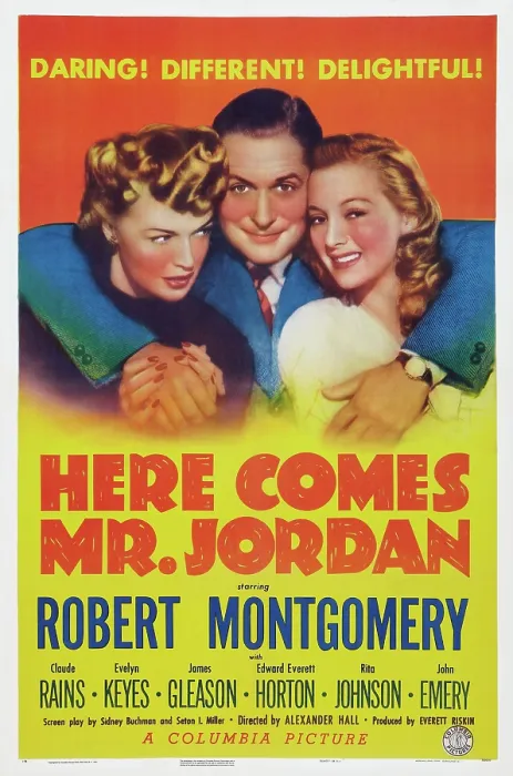 Framed Print : HERE COMES MR. JORDAN, US poster art, from left: Rita Johnson, Robert Montgomery, Evelyn Keyes, 1941