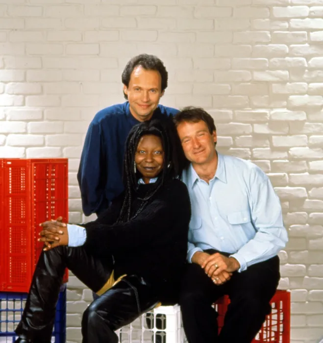 Framed Print : COMIC RELIEF V, Billy Crystal, Whoopi Goldberg, Robin Williams, 1992