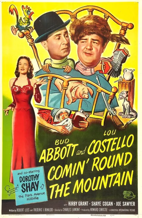 Framed Print : COMIN ROUND THE MOUNTAIN, US poster, from left: Dorothy Shay, Bud Abbott, Lou Costello, 1951