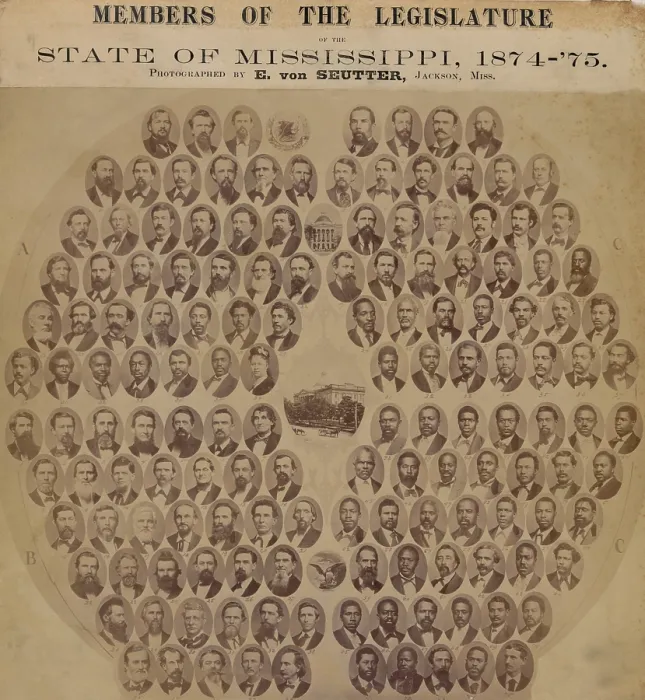Framed Print : Commemorative photo montage of the members of the Mississippi Legislature, in 1874-'75