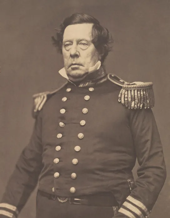 Framed Print : Commodore Matthew Perry, in photo by Mathew Brady, 1856-58