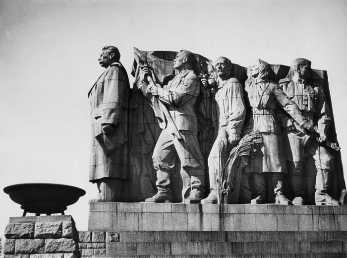 Framed Print : Communist monument in Prague, Czechoslovakia. Sculpture of Joseph Stalin shows the discredited Soviet dictator leading a worker, a farmer, a woman and a soldier. 1962 Framed Print : Communist monument in Prague, Czechoslovakia. Sculpture of Joseph Stalin shows the discredited Soviet dictator leading a worker, a farmer, a woman and a soldier. 1962
