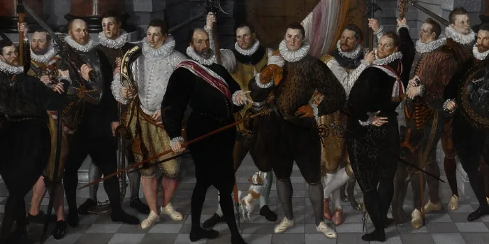 Framed Print : Company of Captain Dirck Rosecrans and Lieutenant Pauw, by Cornelis Ketel, 1588, Dutch oil painting. Thirteen officers of the Amsterdam militia