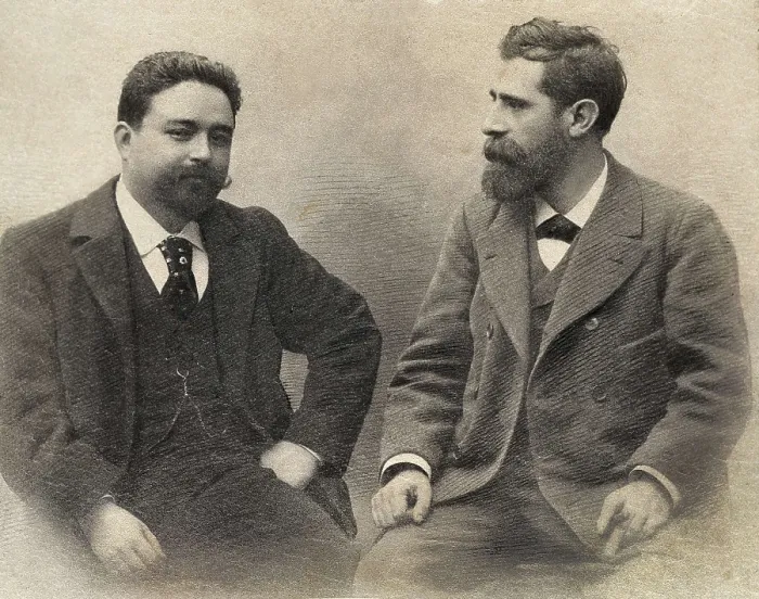 Framed Print : The composers Isaac Albniz (left) and Toms Bretn. Photograph from 1886. SPAIN. Madrid. Albeniz Foundation. AISA / Everett Collection**US SALES ONLY**