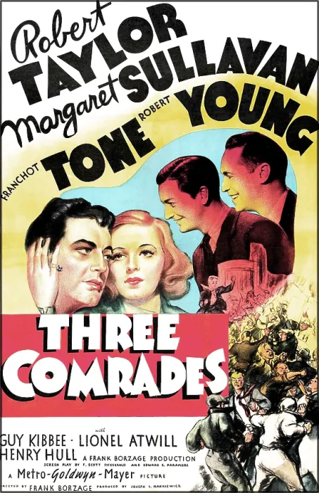 Framed Print : THREE COMRADES, US poster art, from left: Robert Taylor, Margaret Sullavan, Robert Young, Franchot Tone, 1938