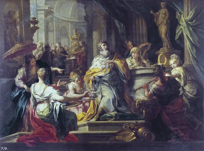 Framed Print : CONCA, Sebastiano (1680-1764). The Idolisation of Solomon. 1737. Flemish art. Oil on canvas. SPAIN. Madrid. Prado Museum