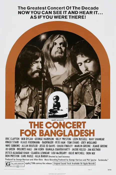 Framed Print : THE CONCERT FOR BANGLADESH, US poster art, from left: George Harrison, Leon Russell, Bob Dylan, 1972