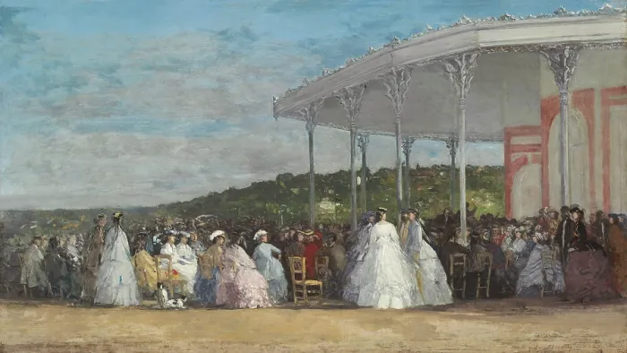 Framed Print : Concert at the Casino of Deauville, by Eugene Boudin, 1865, French impressionist painting, oil on canvas Framed Print : Concert at the Casino of Deauville, by Eugene Boudin, 1865, French impressionist painting, oil on canvas