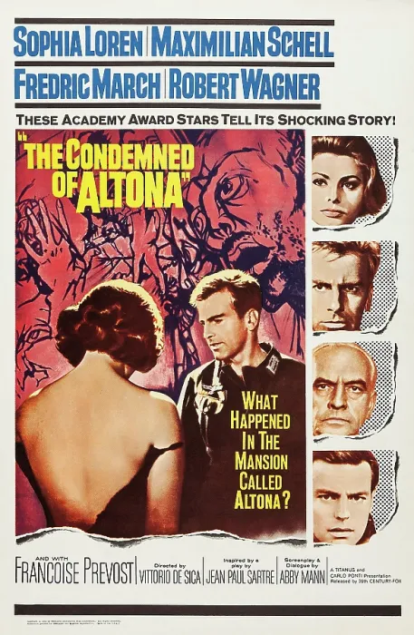 Framed Print : THE CONDEMNED OF ALTONA, (aka I SEQUESTRATI DI ALTONA), US poster art, left inset: Sophia Loren, Maximillian Schell; insets from top right: Sophia Loren, Maximilian Schell Framed Print : THE CONDEMNED OF ALTONA, (aka I SEQUESTRATI DI ALTONA), US poster art, left inset: Sophia Loren, Maximillian Schell; insets from top right: Sophia Loren, Maximilian Schell