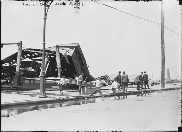Framed Print : Coney Island, the destruction of Coney Island by fire, New York, photograph, 1911