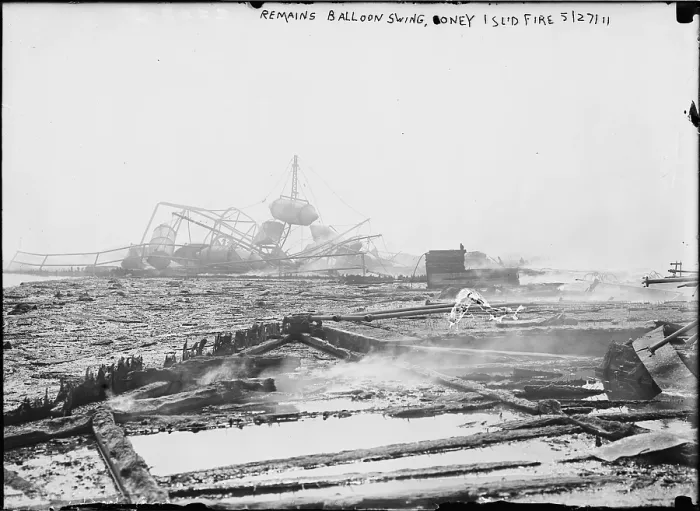 Framed Print : Coney Island, remains of the balloon swing, the destruction of Coney Island by fire, New York, photograph, 1911 Framed Print : Coney Island, remains of the balloon swing, the destruction of Coney Island by fire, New York, photograph, 1911