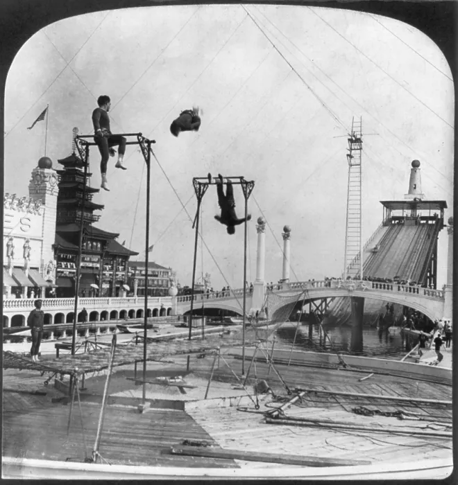 Framed Print : Coney Island, Trapeze performers, Dreamland, Coney Island, New York, photograph, 1904