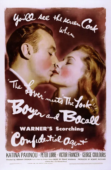 Framed Print : CONFIDENTIAL AGENT, US poster, from left: Charles Boyer, Lauren Bacall, 1945