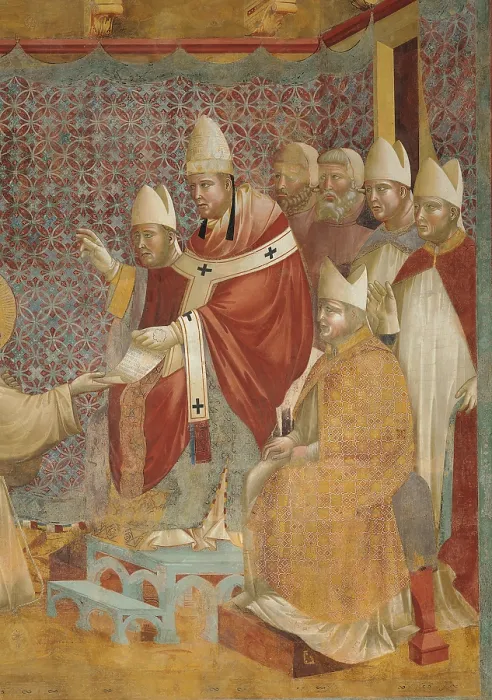 Framed Print : The Confirmation of the Rule, by Giotto, 1297 - 1299, 13th Century, fresco, cm 270 x 230 - Italy, Umbria, Perugia, Assisi, Upper Basilica of San Francesco, nave. Detail