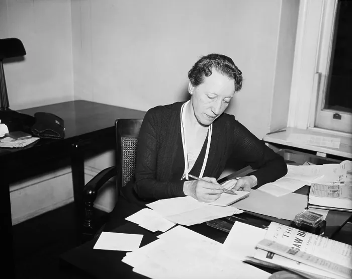 Framed Print : Congresswoman Caroline O'Day, at her Capitol Hill office on Jan 16, 1935. She served in the House of Representatives from 1935-1943 as a Democrat from New York State
