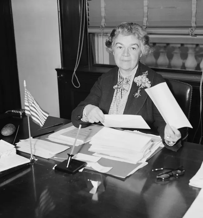 Framed Print : Congresswoman Edith Nourse Rogers of Massachusetts at her desk, Feb. 1936. She served from 1925 until 1960. (BSLOC_2013_9_75)